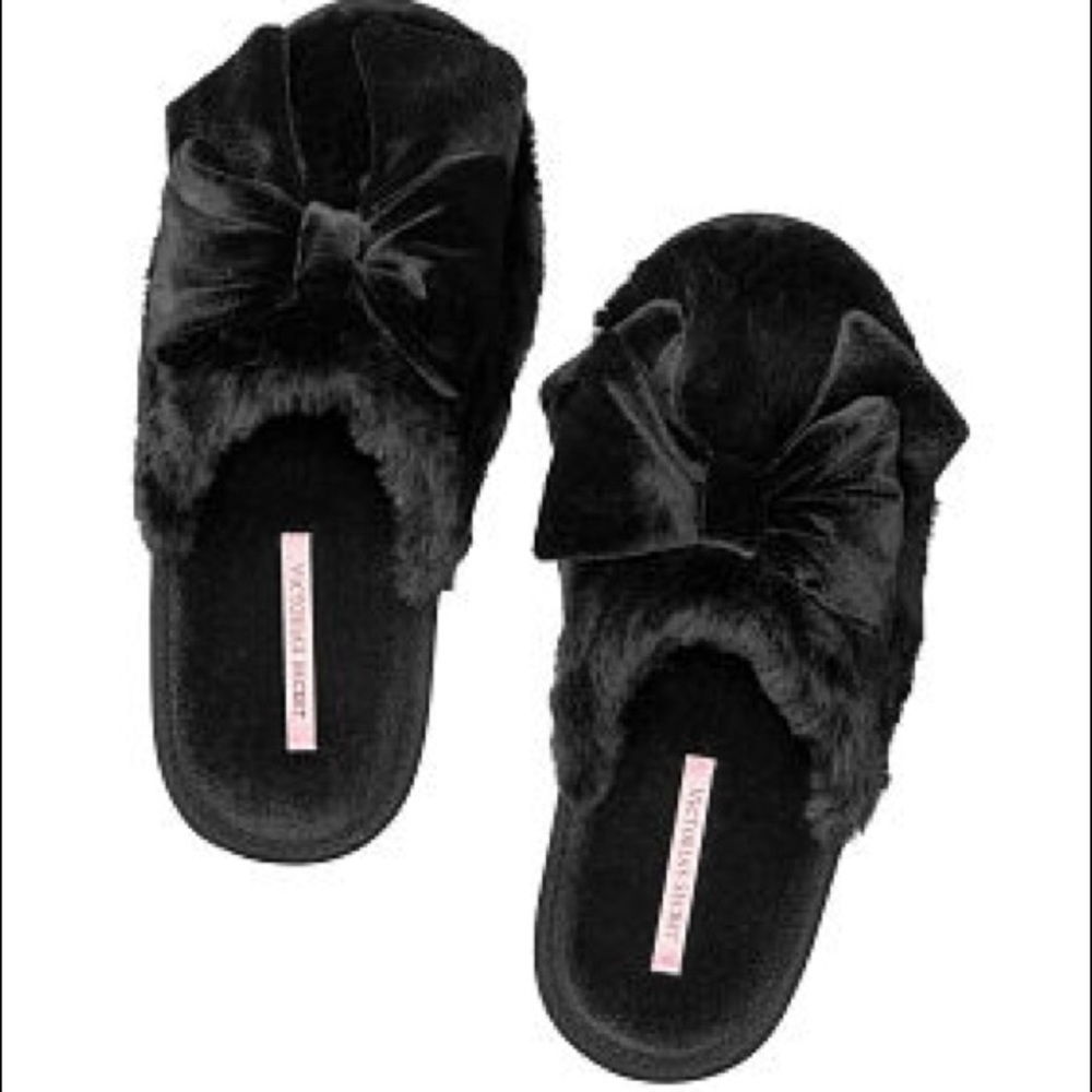 Victoria’s Secret Velvet Bow Slipper - Black
